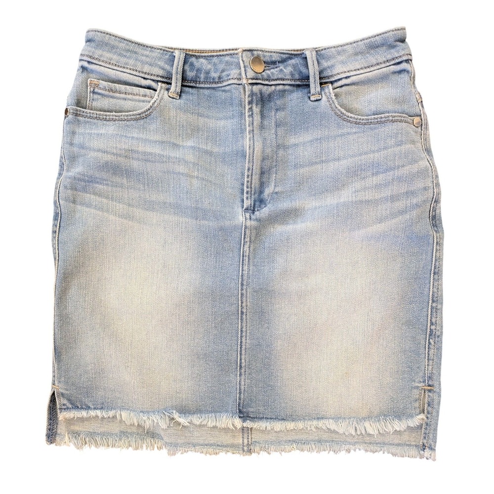 Abercrombie &‎ Fitch Light Wash Denim Mini Skirt Raw Hem Women Size 4 Blue